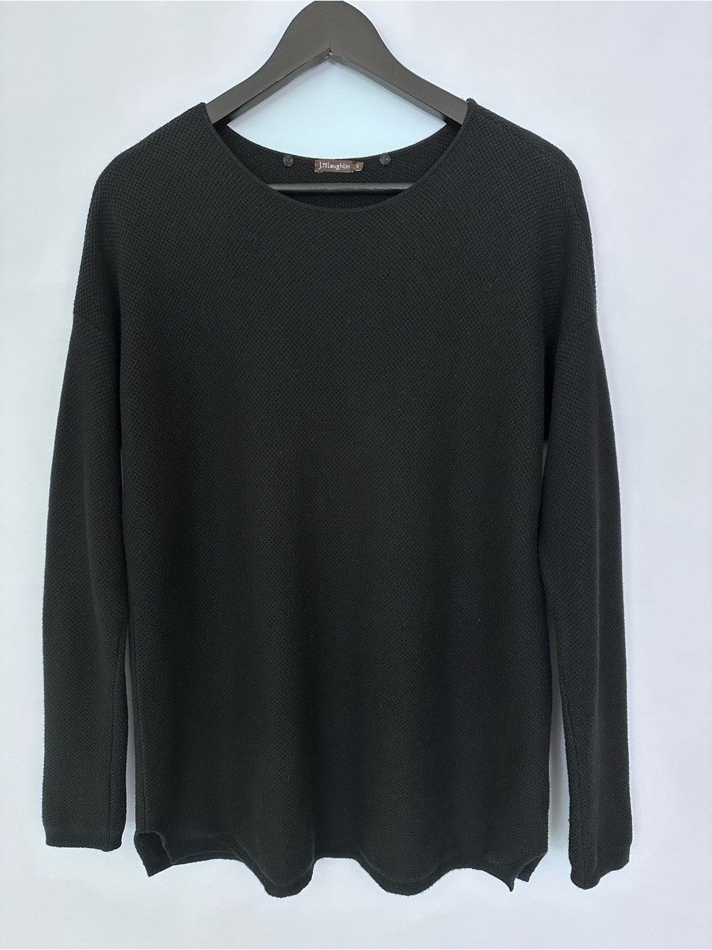 J. McLaughlin Vonna Black Cotton Cashmere Blend Knit Sweater Size S